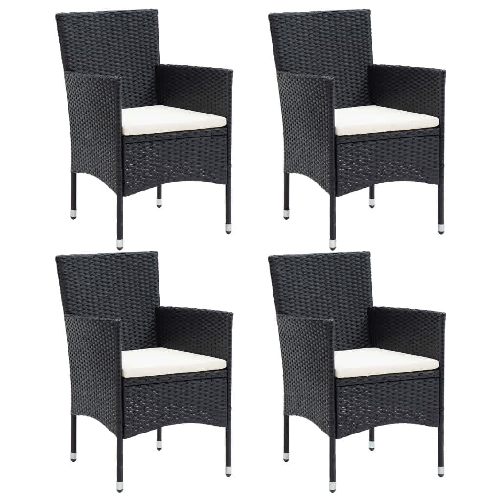 5 Piece Garden Dining Set with Cushions Poly Rattan Black Price