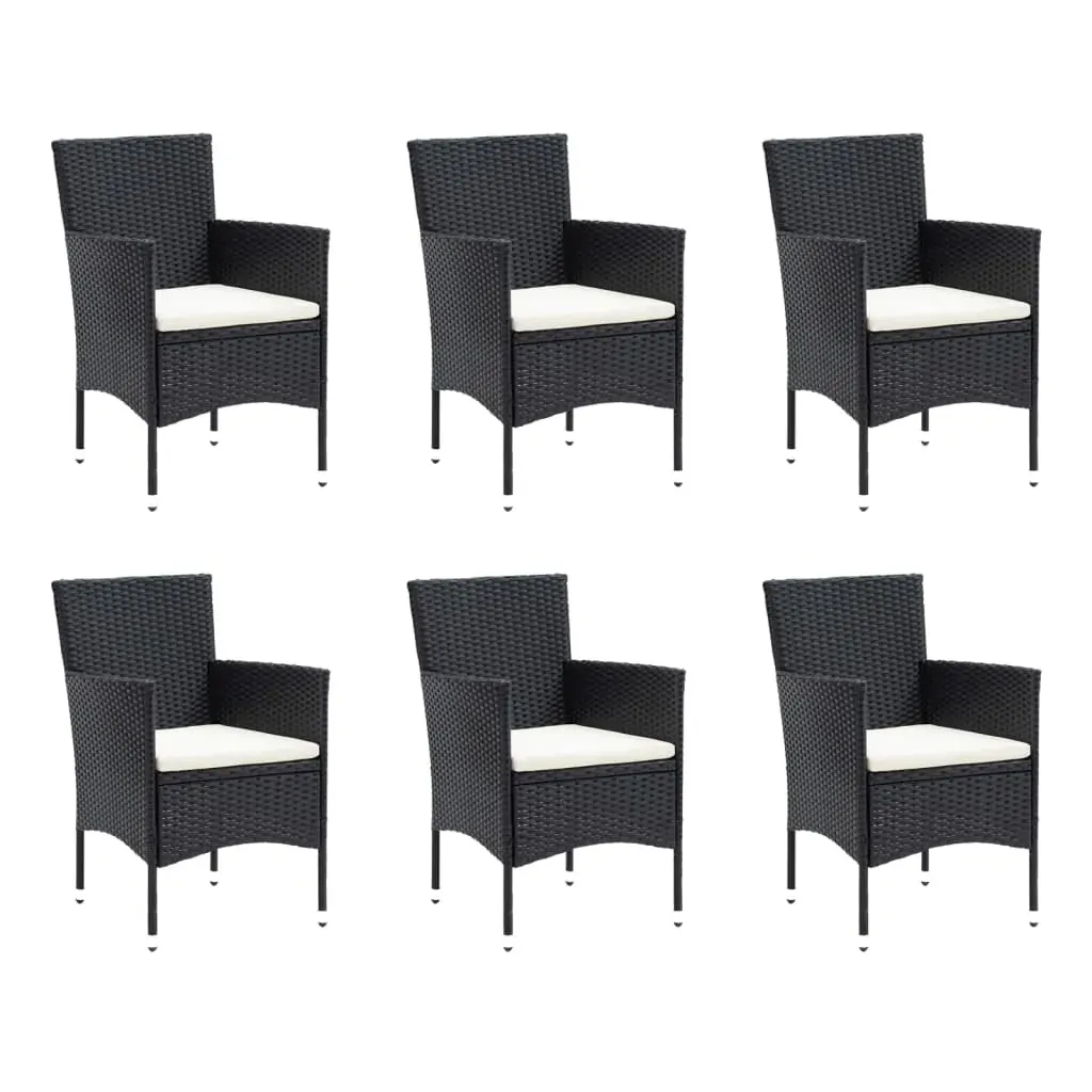 7 Piece Garden Dining Set with Cushions Poly Rattan Black Price