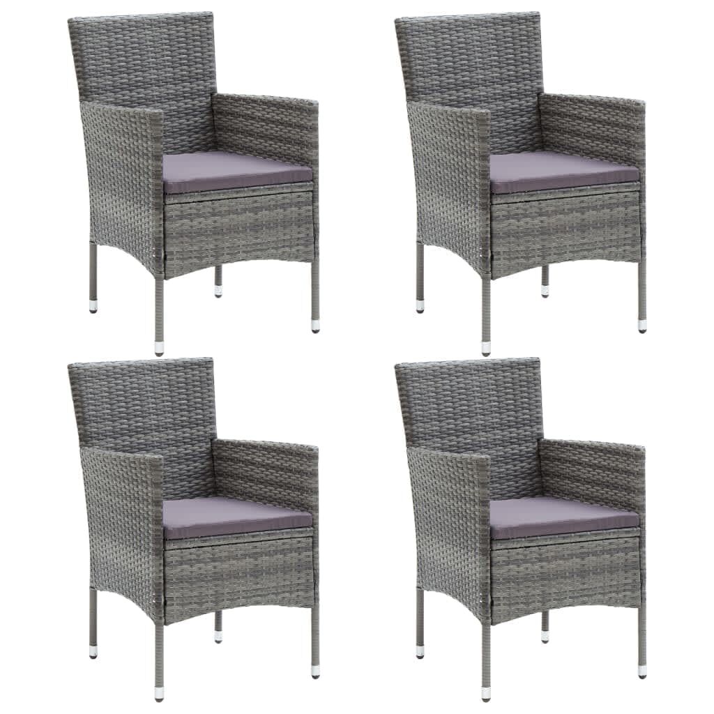 5 Piece Garden Dining Set with Cushions Poly Rattan Grey Price