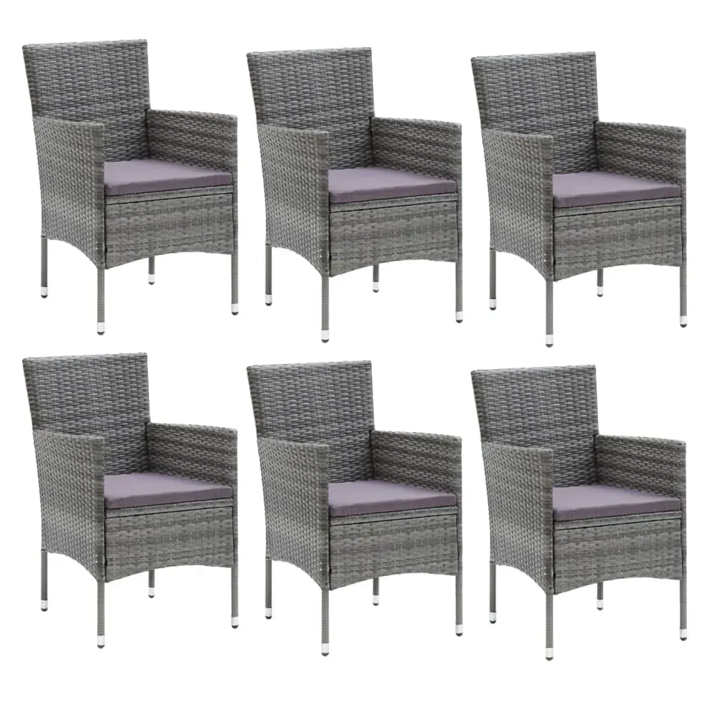 7 Piece Garden Dining Set with Cushions Poly Rattan Grey Price