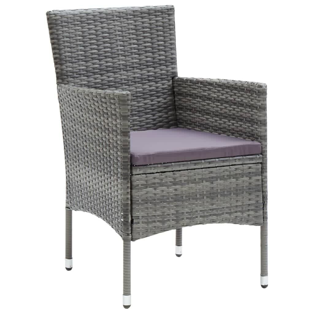 7 Piece Garden Dining Set with Cushions Poly Rattan Grey Price