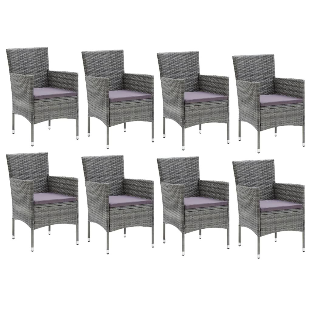 9 Piece Garden Dining Set with Cushions Poly Rattan Grey Price