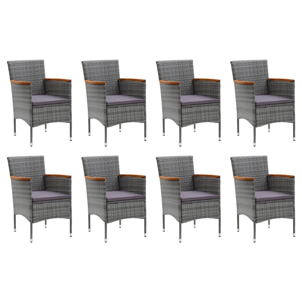9 Piece Garden Dining Set with Cushions Poly Rattan Grey Price