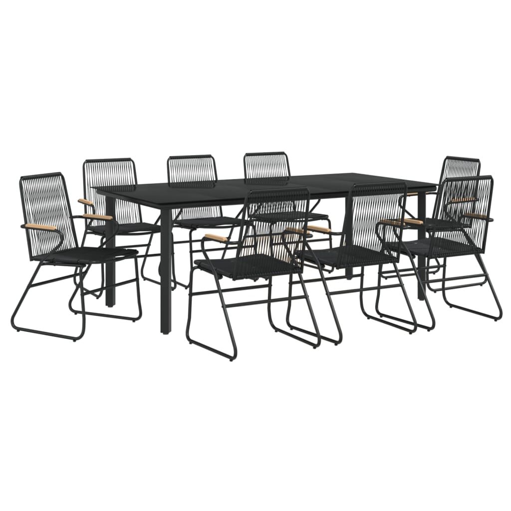 9 Piece Garden Dining Set Black PVC Rattan Price
