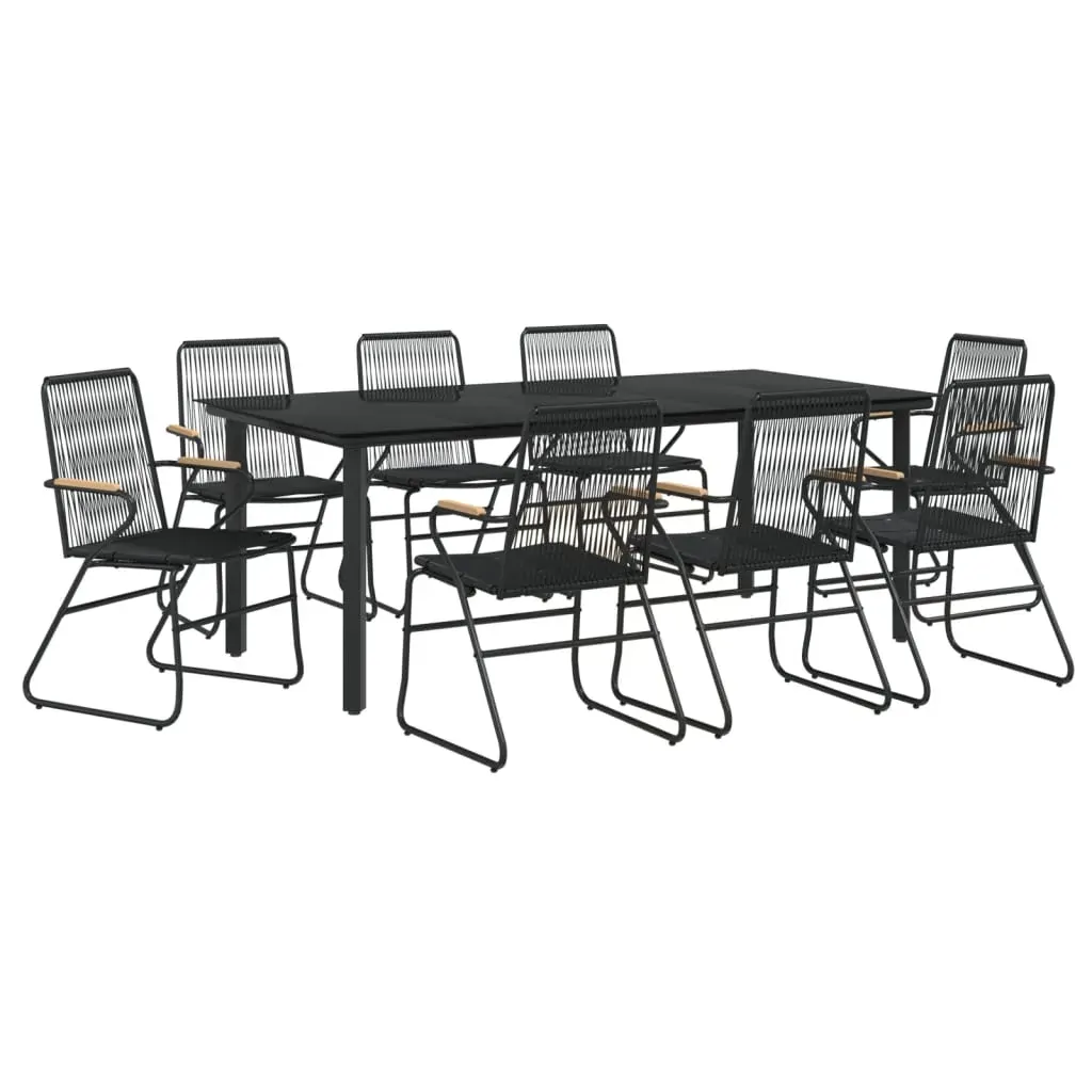 9 Piece Garden Dining Set Black PVC Rattan Price