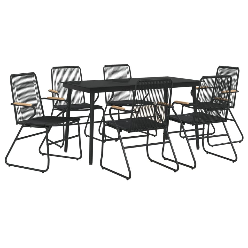 7 Piece Garden Dining Set Black PVC Rattan Price