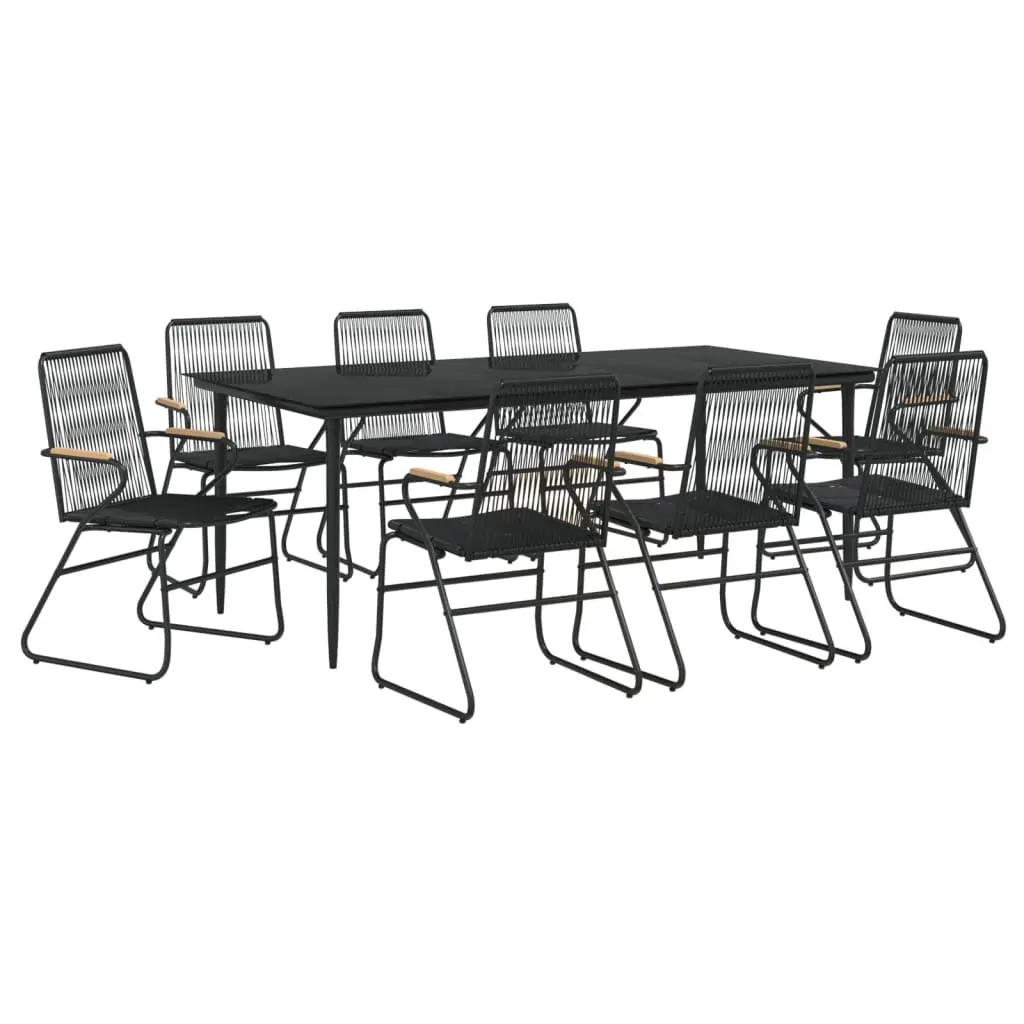 9 Piece Garden Dining Set Black PVC Rattan Price
