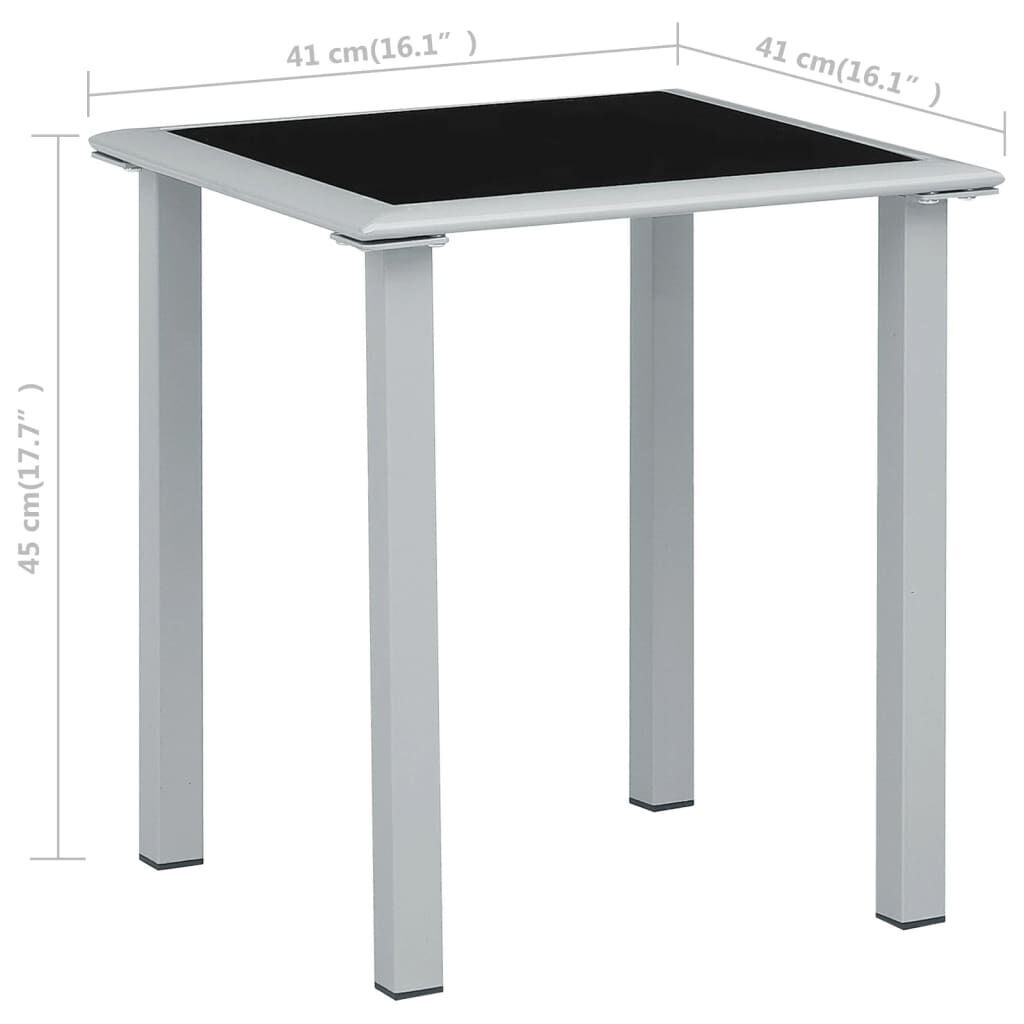 Garden Table Black and Silver 41x41x45 cm Steel and Glass Price
