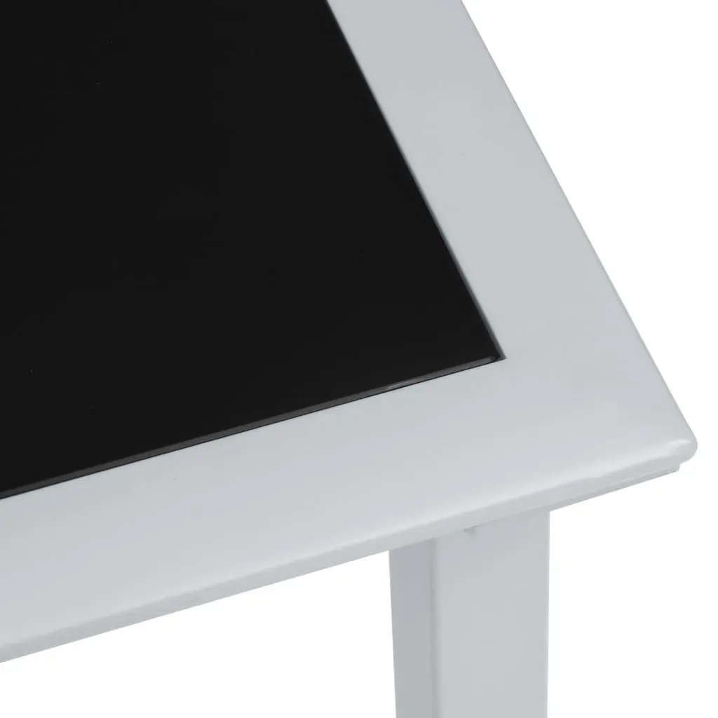 Garden Table Black and Silver 41x41x45 cm Steel and Glass Price
