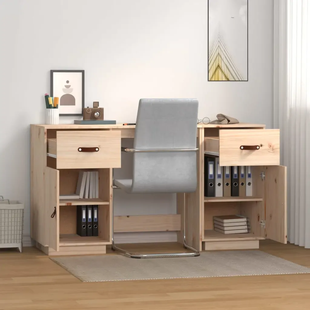 Desk with Cabinets 135x50x75 cm Solid Wood Pine Price