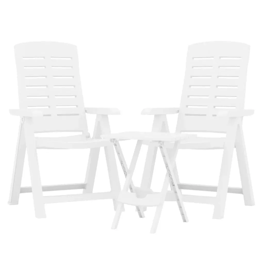 3 Piece Garden Dining Set White Polypropylene Price