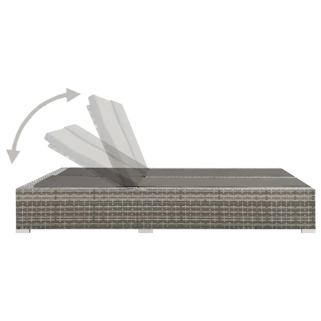 Double Sun Lounger Poly Rattan Grey Price