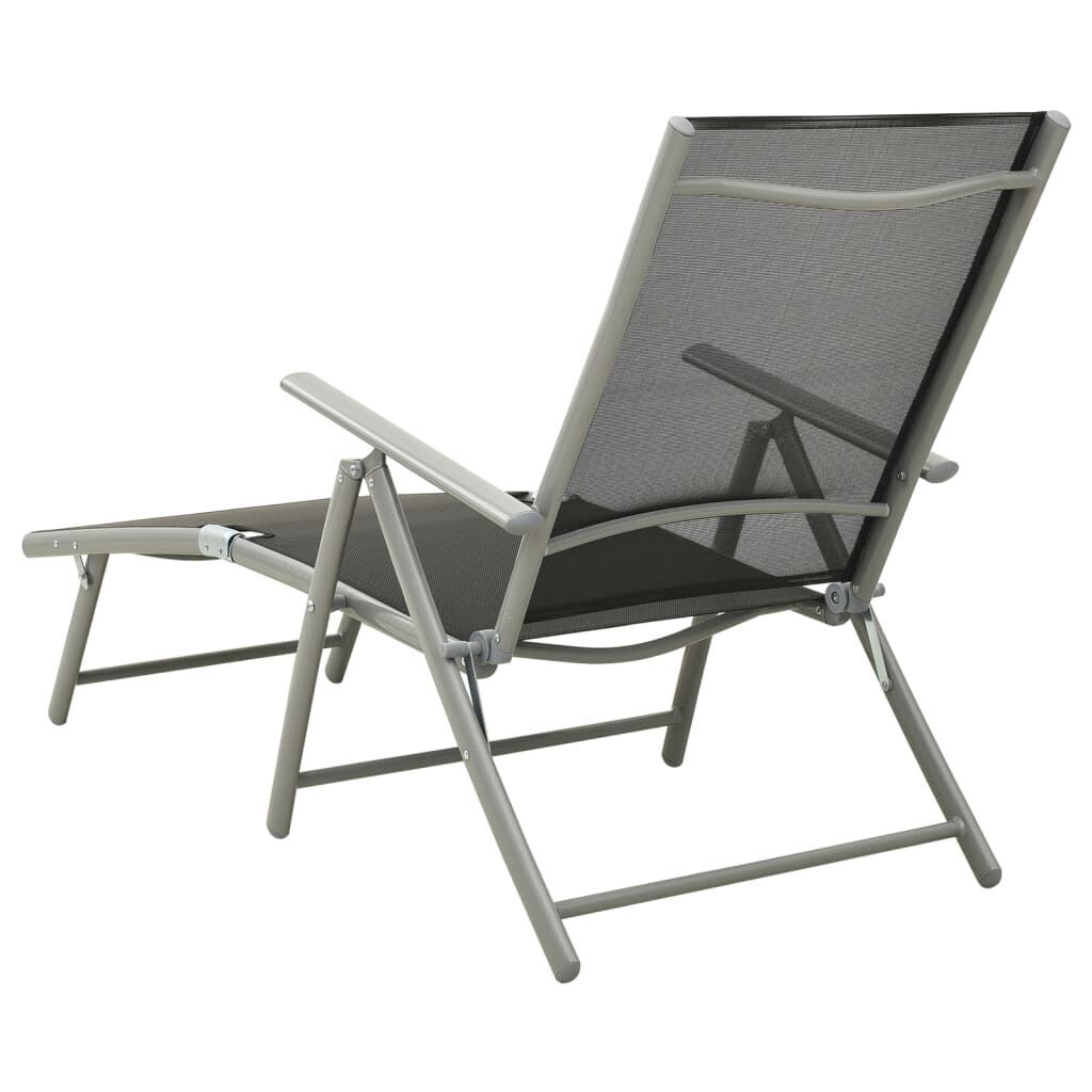 Folding Sun Lounger Textilene and Aluminium Black and Silver Price
