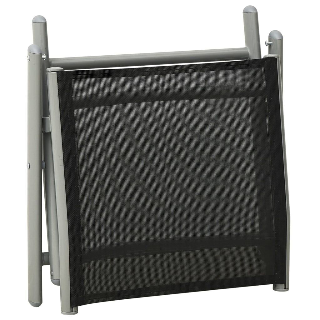 Folding Footrest Black and Silver Textilene and Aluminium Price