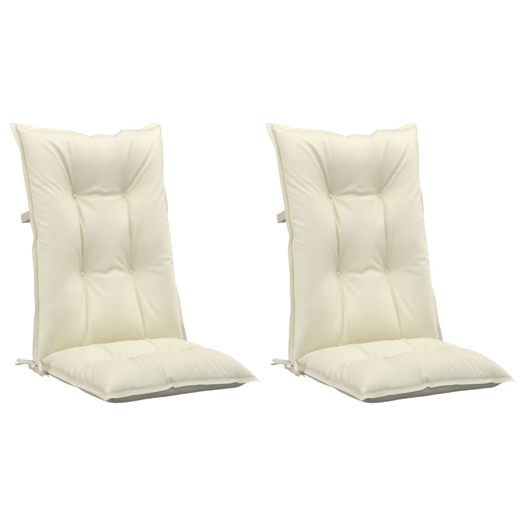 Garden Highback Chair Cushions 2 pcs Cream 120x50x7 cm Fabric Price