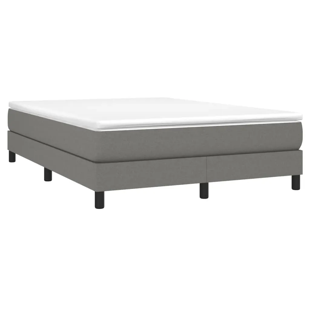 Box Spring Bed with Mattress Dark Grey 137x190 cm Fabric Price