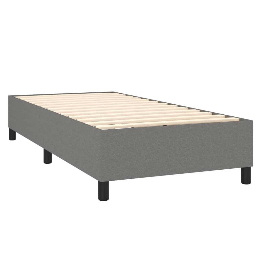 Box Spring Bed with Mattress Dark Grey 106x203 cm King Single Size Fabric Price