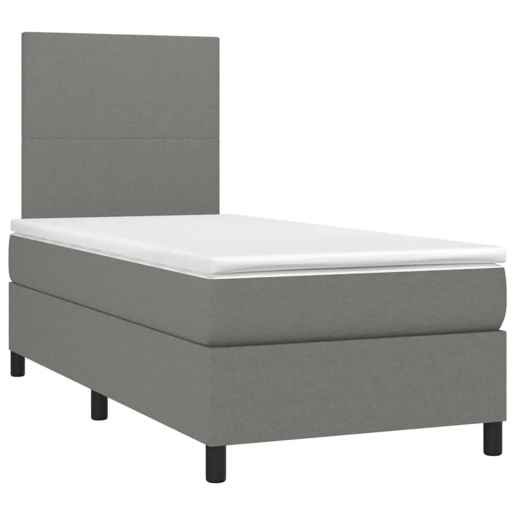 Box Spring Bed with Mattress Dark Grey 106x203 cm King Single Size Fabric Price