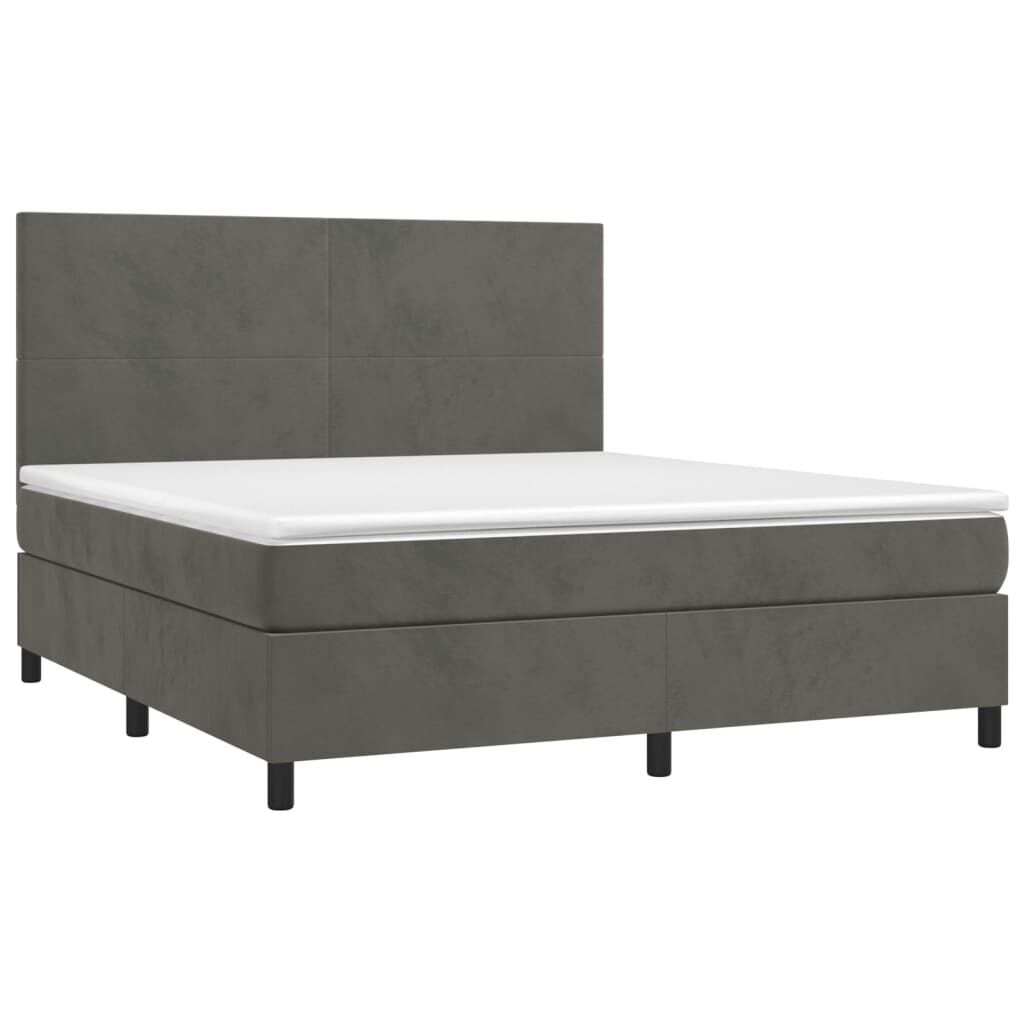 Box Spring Bed with Mattress&LED Dark Grey 153x203 cm Queen Size Velvet Price