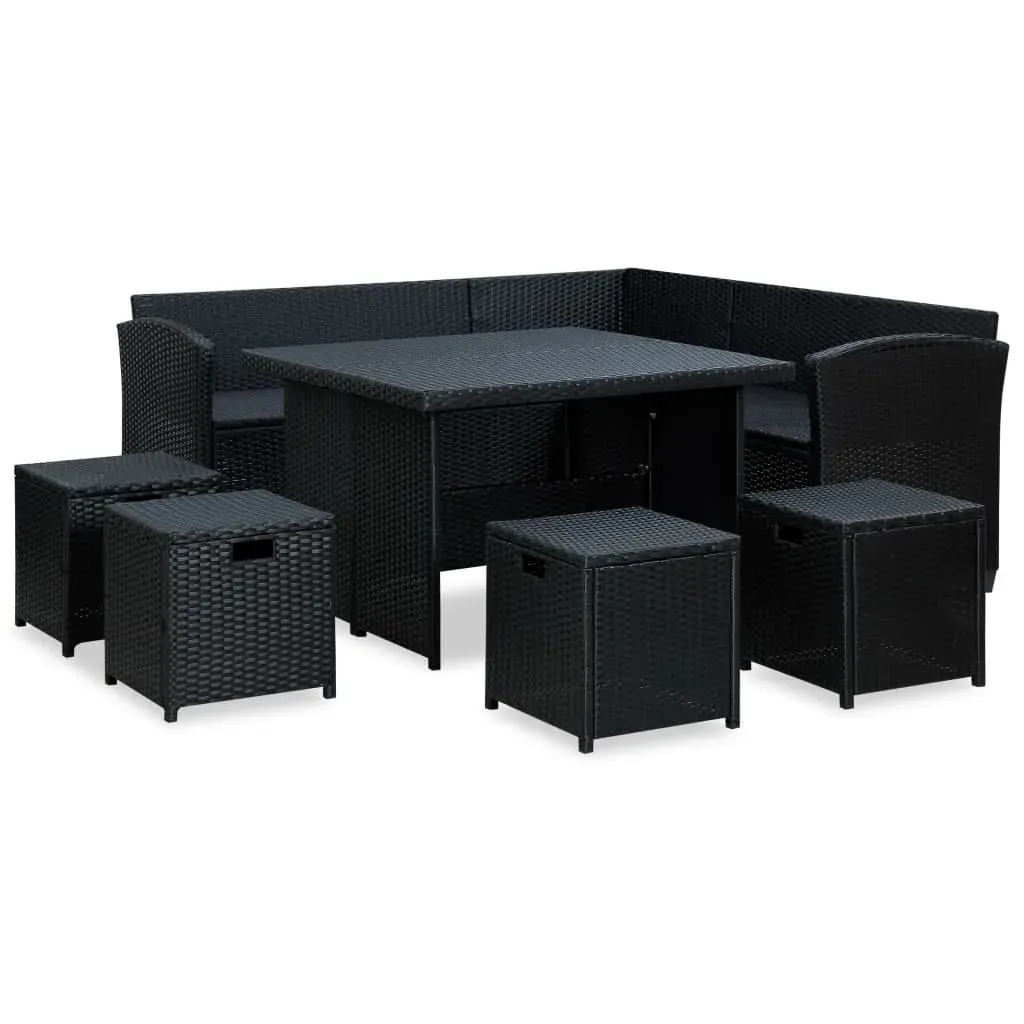 6 Piece Garden Lounge Set with Cushions Poly Rattan Black Price