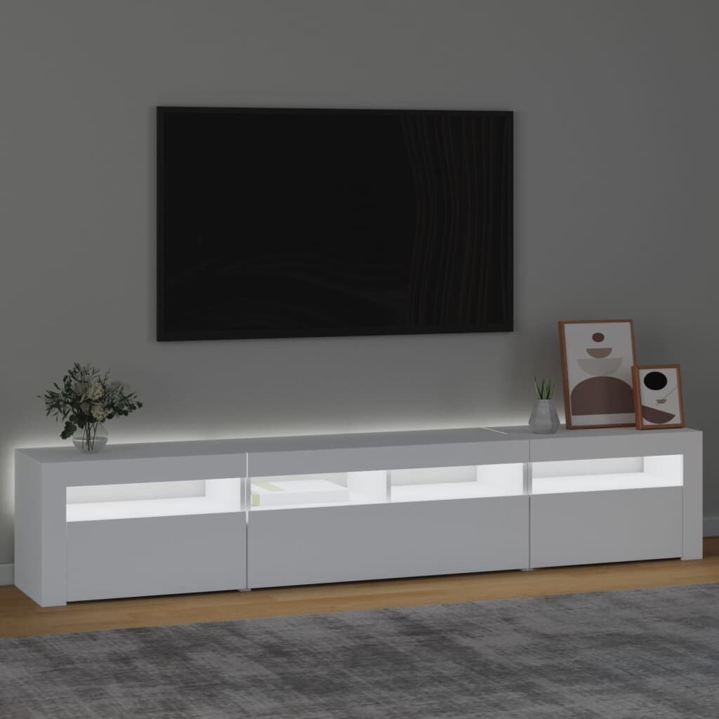 TV Cabinet with LED Lights White 210x35x40 cm Price