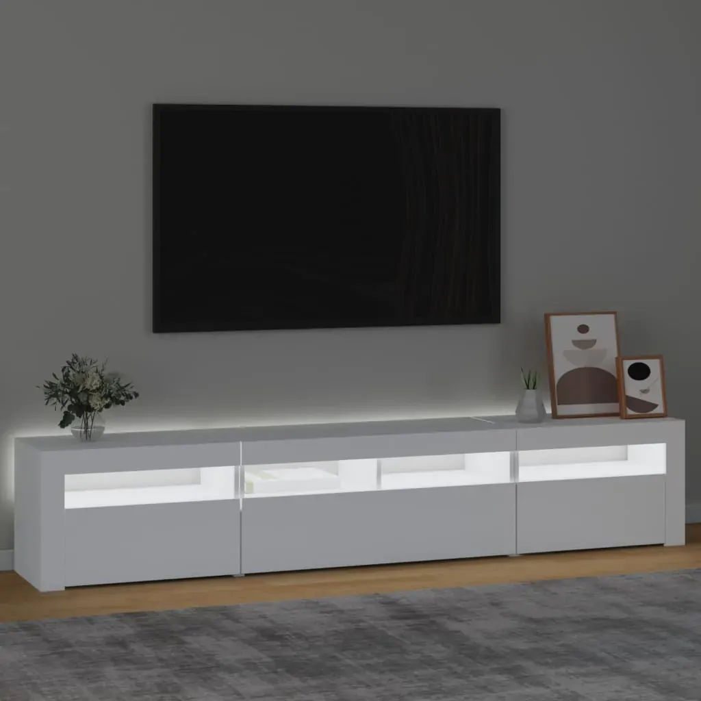 TV Cabinet with LED Lights White 210x35x40 cm Price