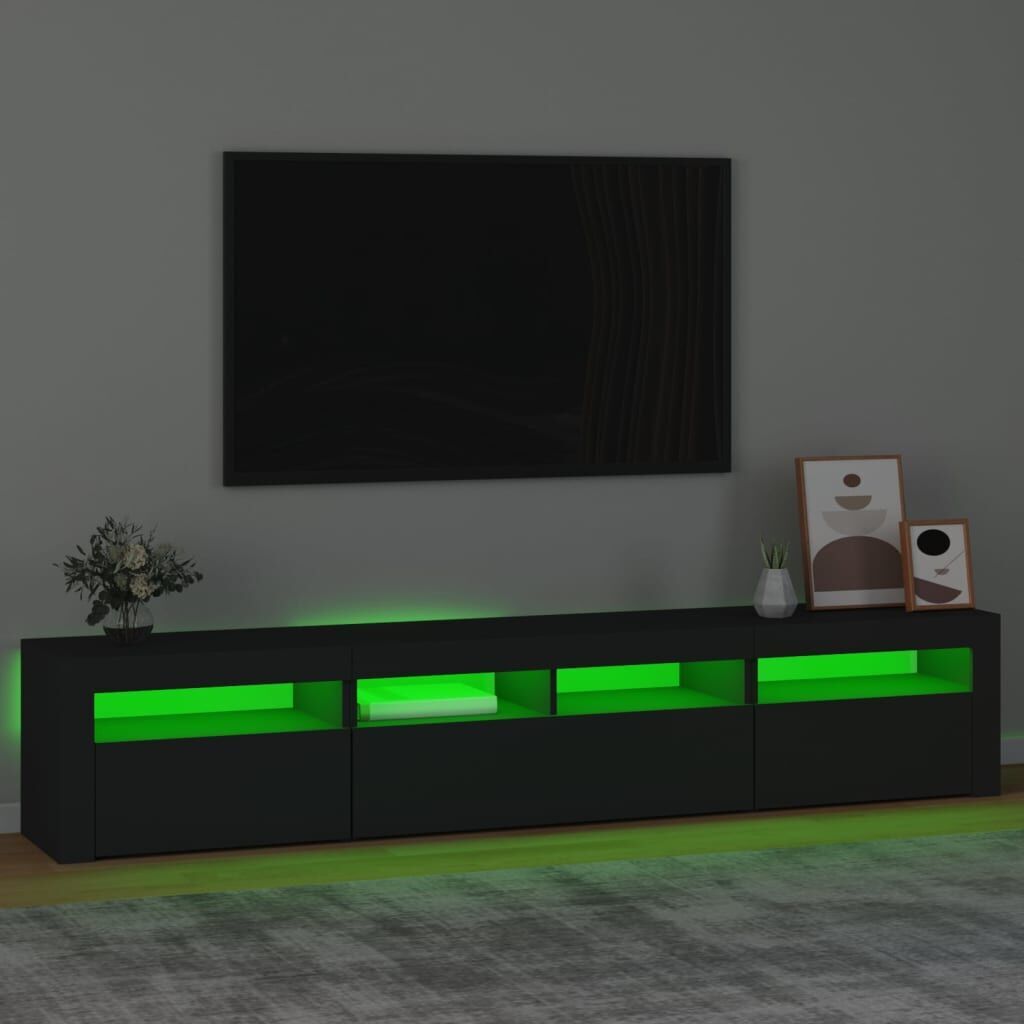 TV Cabinet with LED Lights Black 210x35x40 cm Price