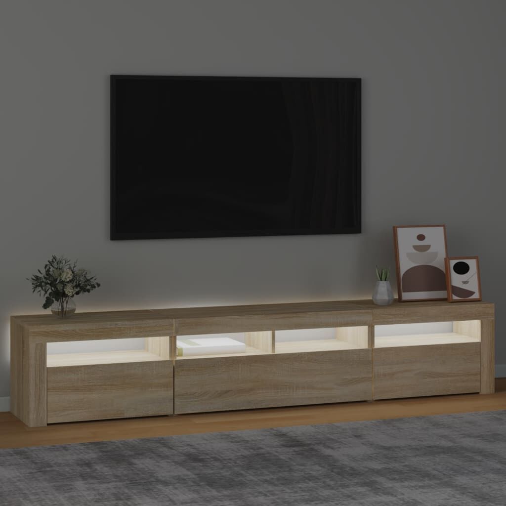 TV Cabinet with LED Lights Sonoma Oak 210x35x40 cm Price