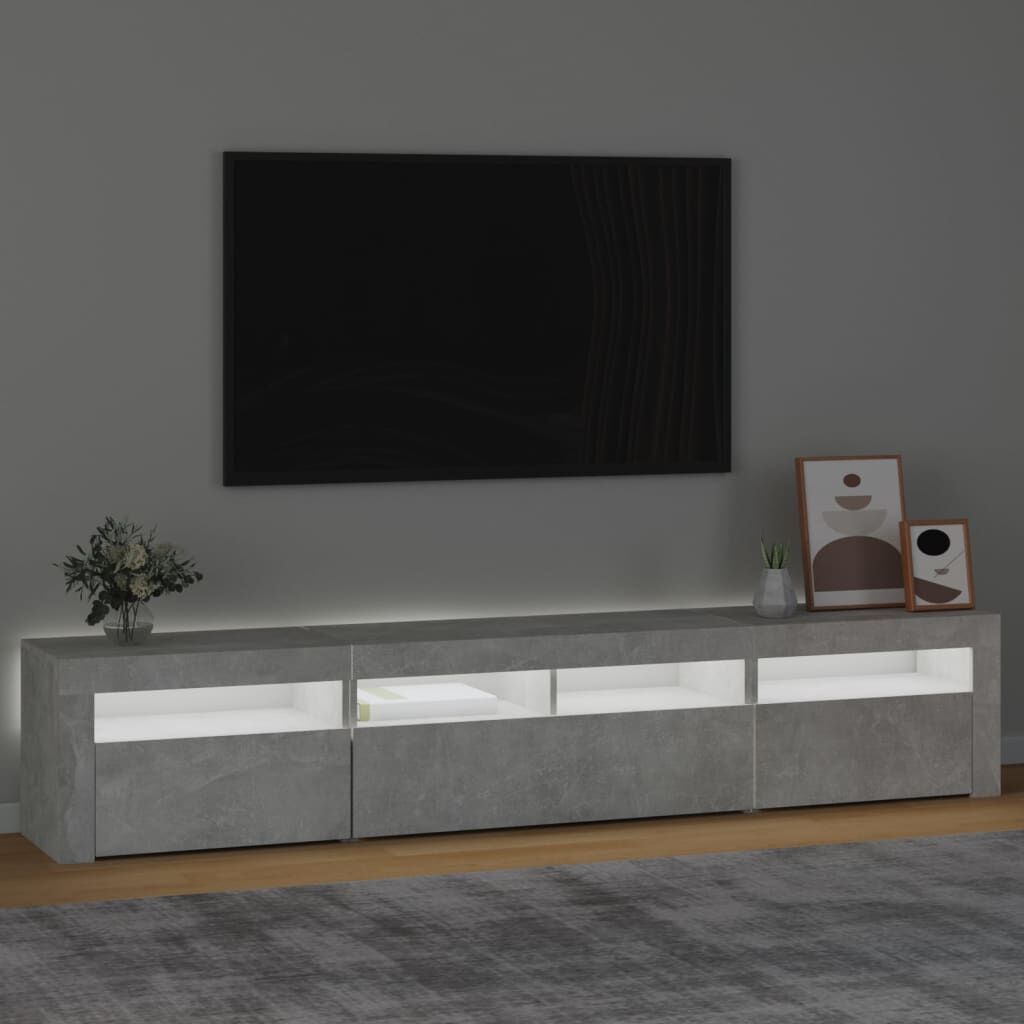 TV Cabinet with LED Lights Concrete Grey 210x35x40 cm Price