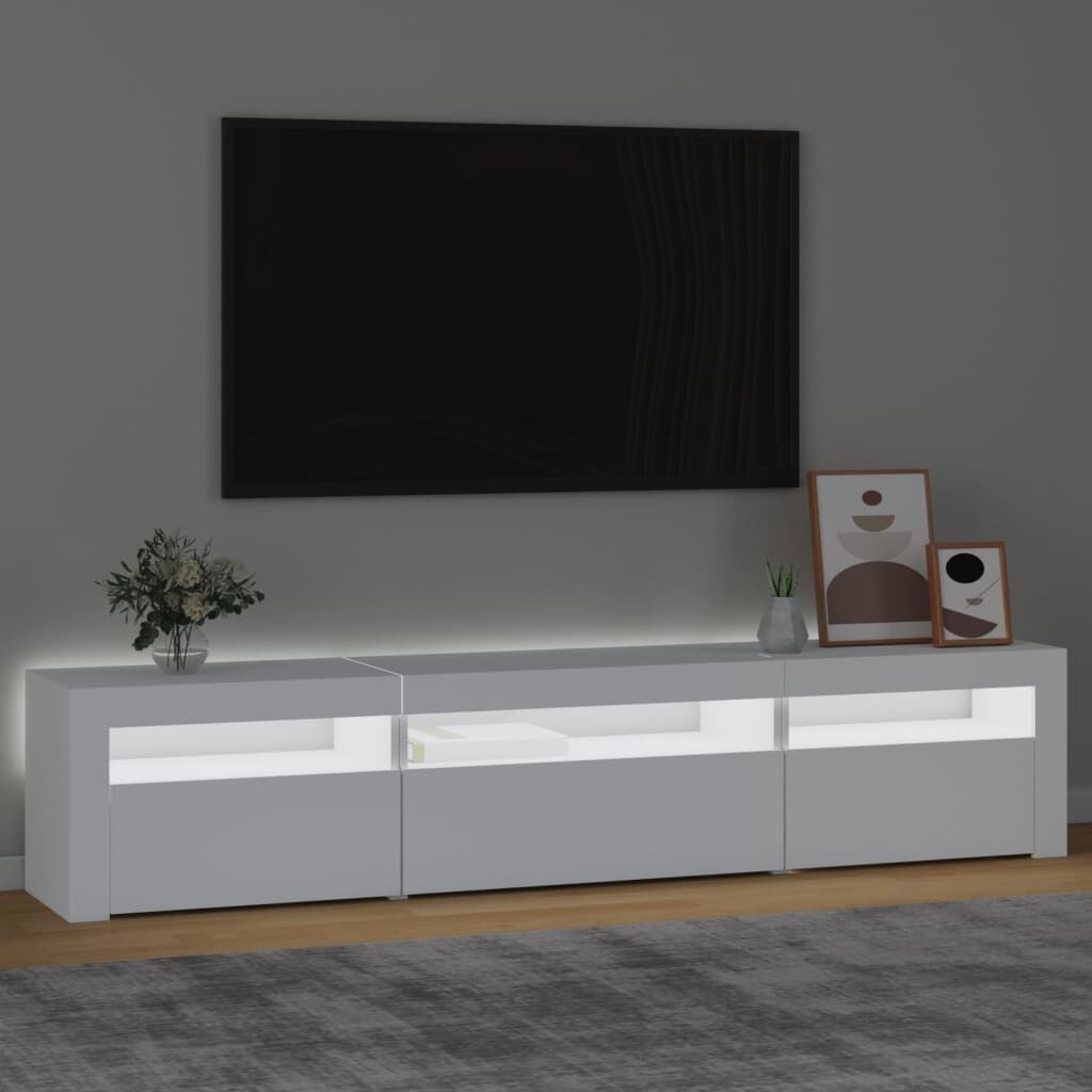 TV Cabinet with LED Lights White 195x35x40 cm Price