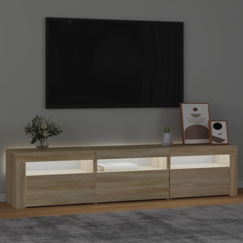 TV Cabinet with LED Lights Sonoma Oak 180x35x40 cm Price