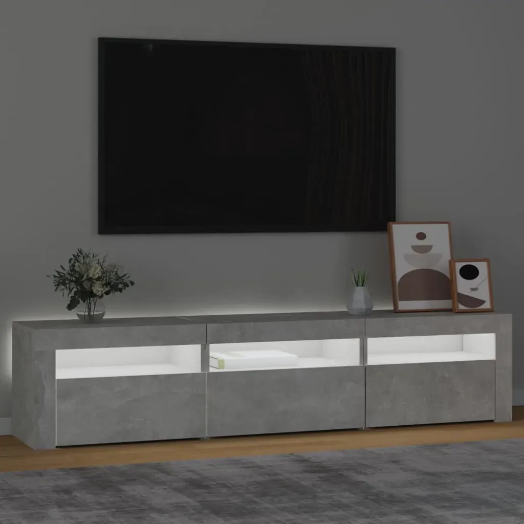 TV Cabinet with LED Lights Concrete Grey 180x35x40 cm Price