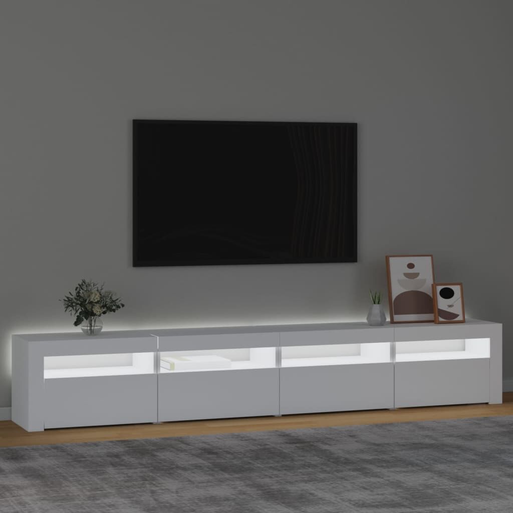 TV Cabinet with LED Lights White 240x35x40 cm Price