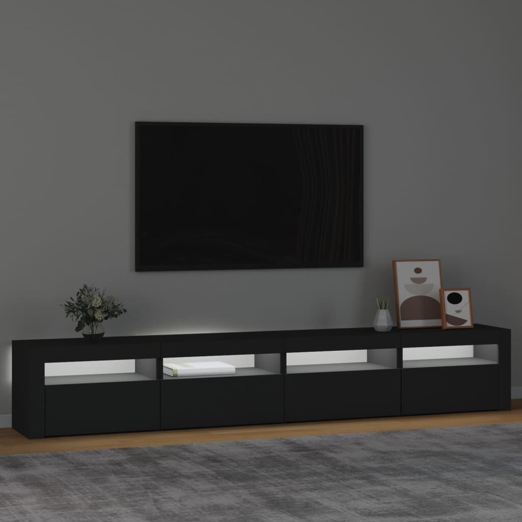 TV Cabinet with LED Lights Black 240x35x40 cm Price