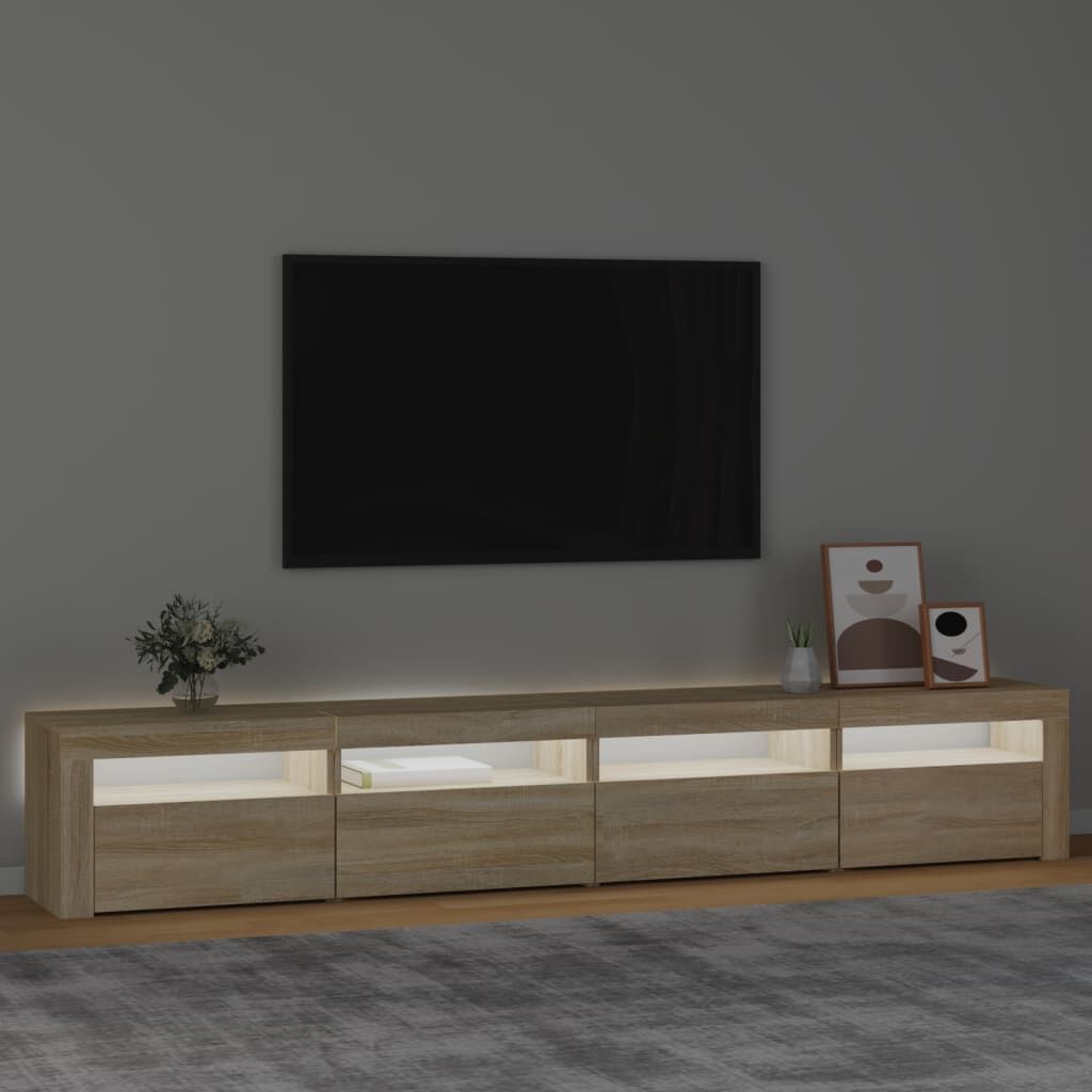 TV Cabinet with LED Lights Sonoma Oak 240x35x40 cm Price