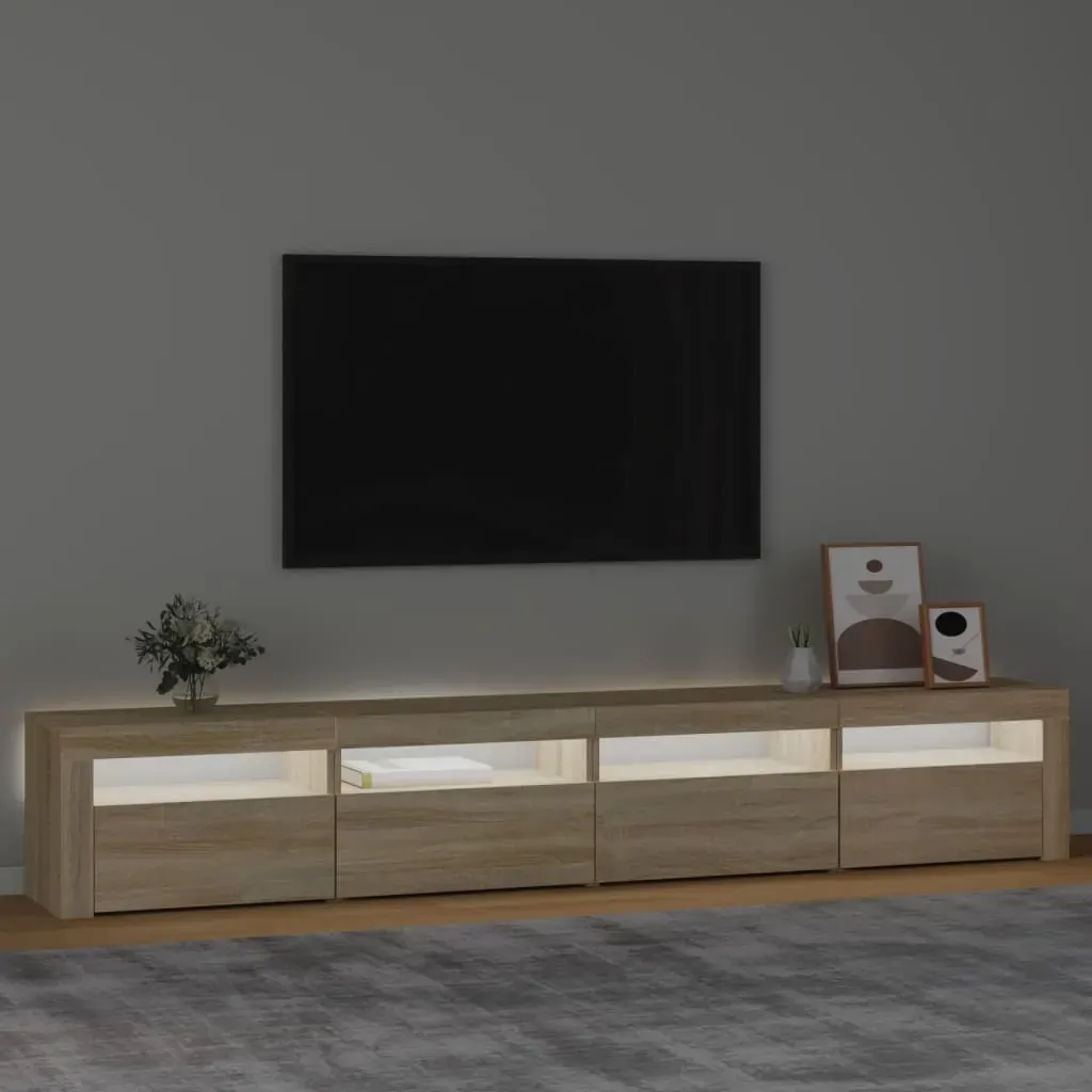 TV Cabinet with LED Lights Sonoma Oak 240x35x40 cm Price
