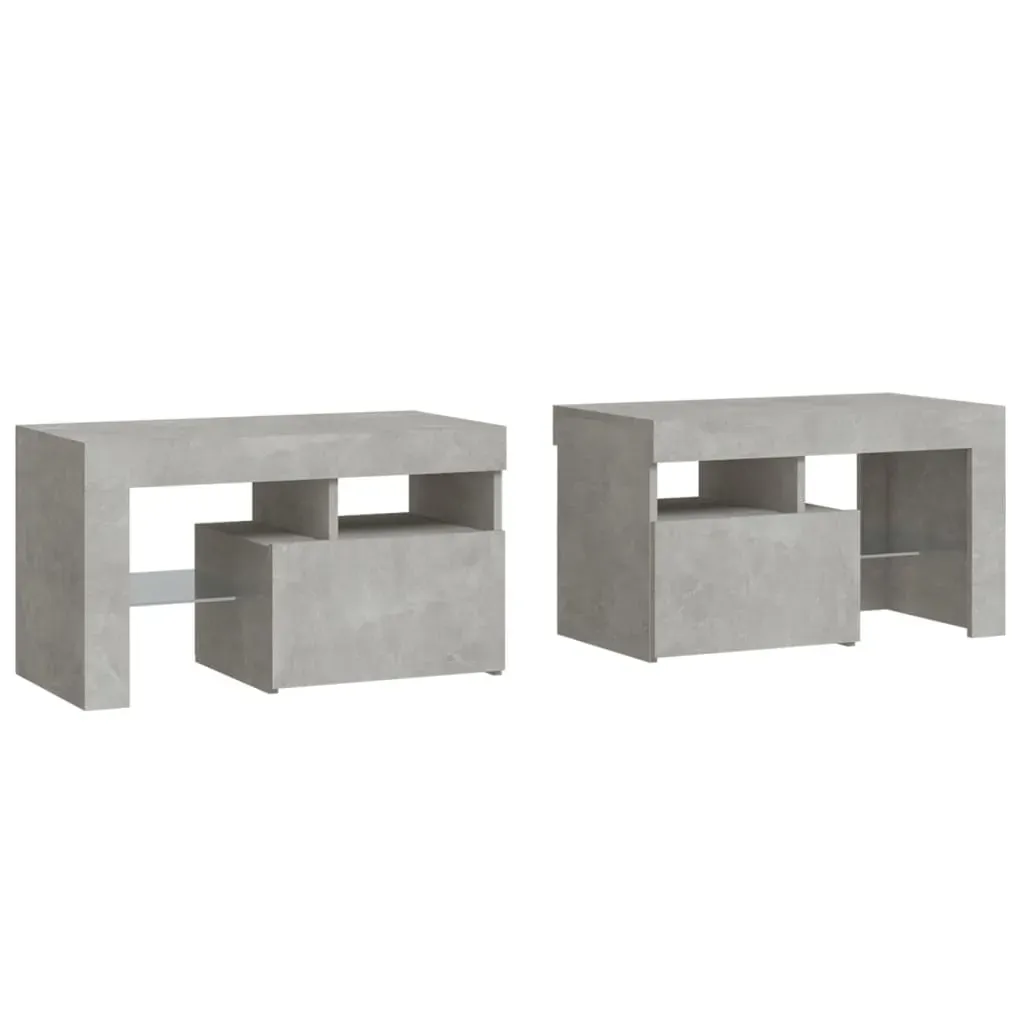 Bedside Cabinets 2 pcs with LED Lights Concrete Grey 70x36.5x40 cm Price