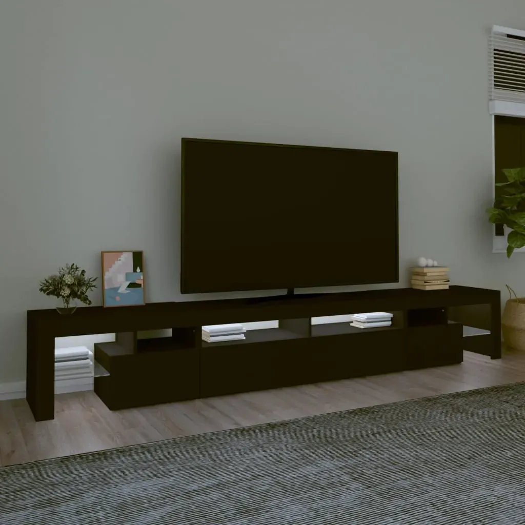 TV Cabinet with LED Lights Black 260x36.5x40 cm Price
