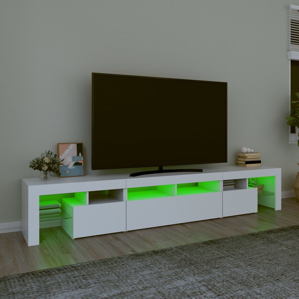 TV Cabinet with LED Lights White 230x36.5x40 cm Price