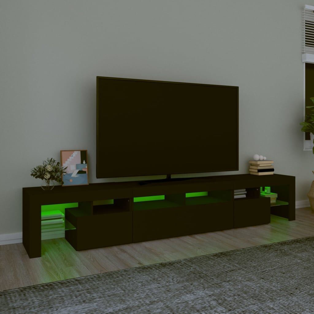 TV Cabinet with LED Lights Black 230x36.5x40 cm Price