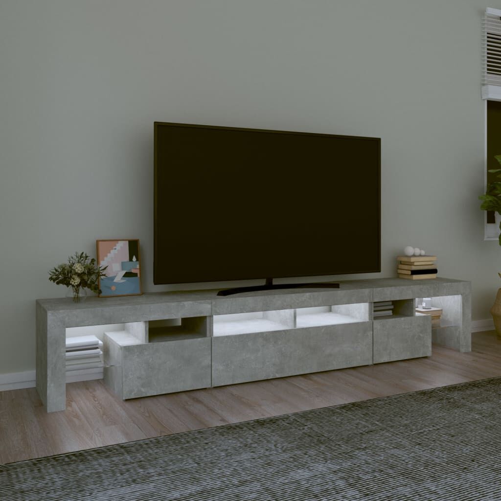 TV Cabinet with LED Lights Concrete Grey 230x36.5x40 cm Price