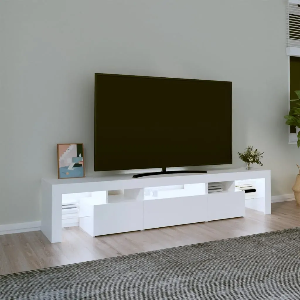 TV Cabinet with LED Lights White 200x36.5x40 cm Price