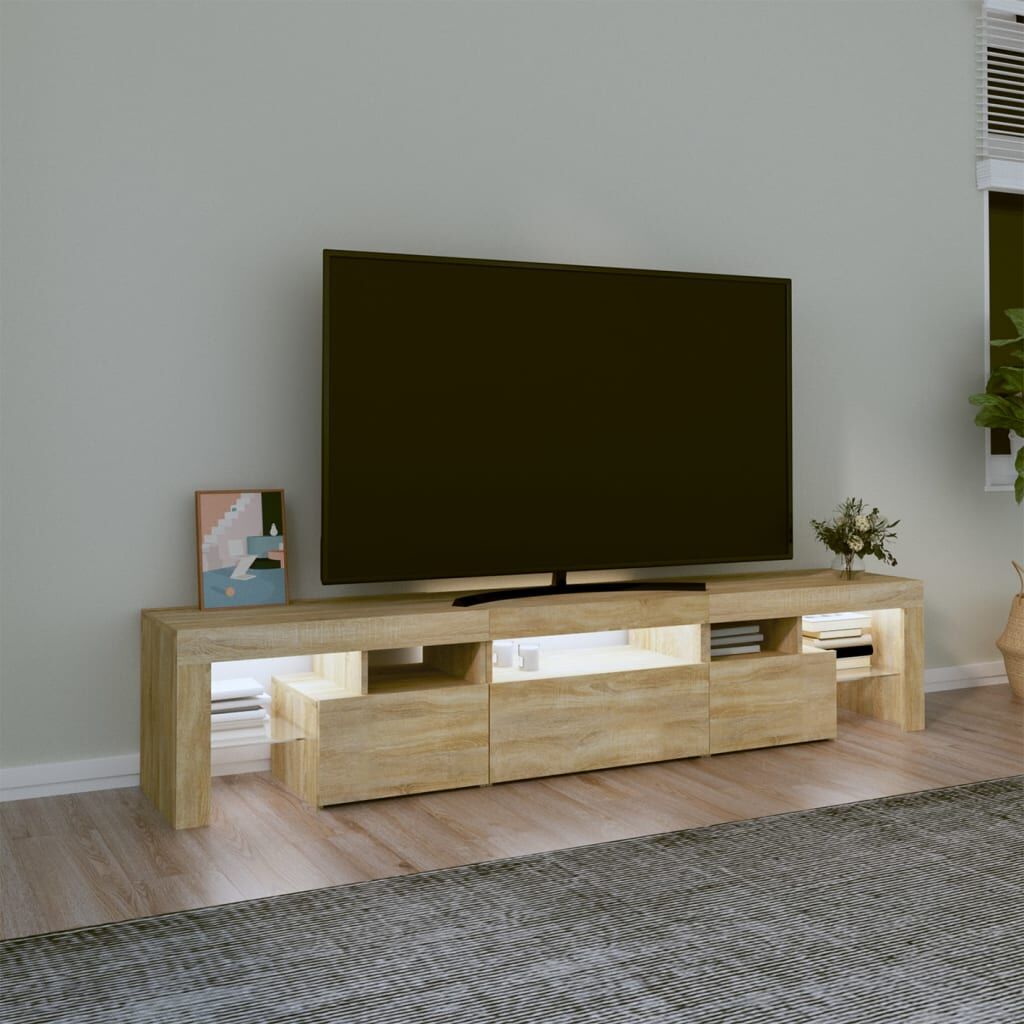 TV Cabinet with LED Lights Sonoma Oak 200x36.5x40 cm Price
