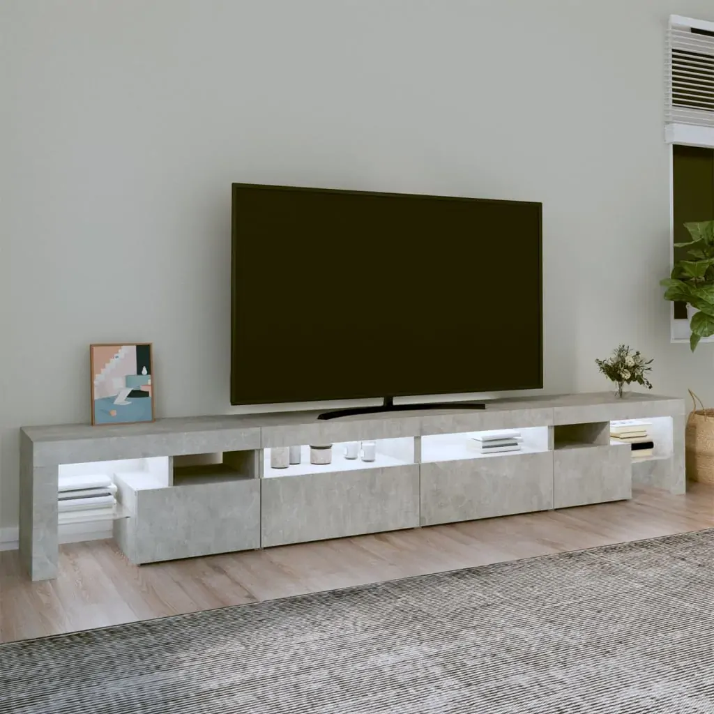 TV Cabinet with LED Lights Concrete Grey 260x36.5x40 cm Price