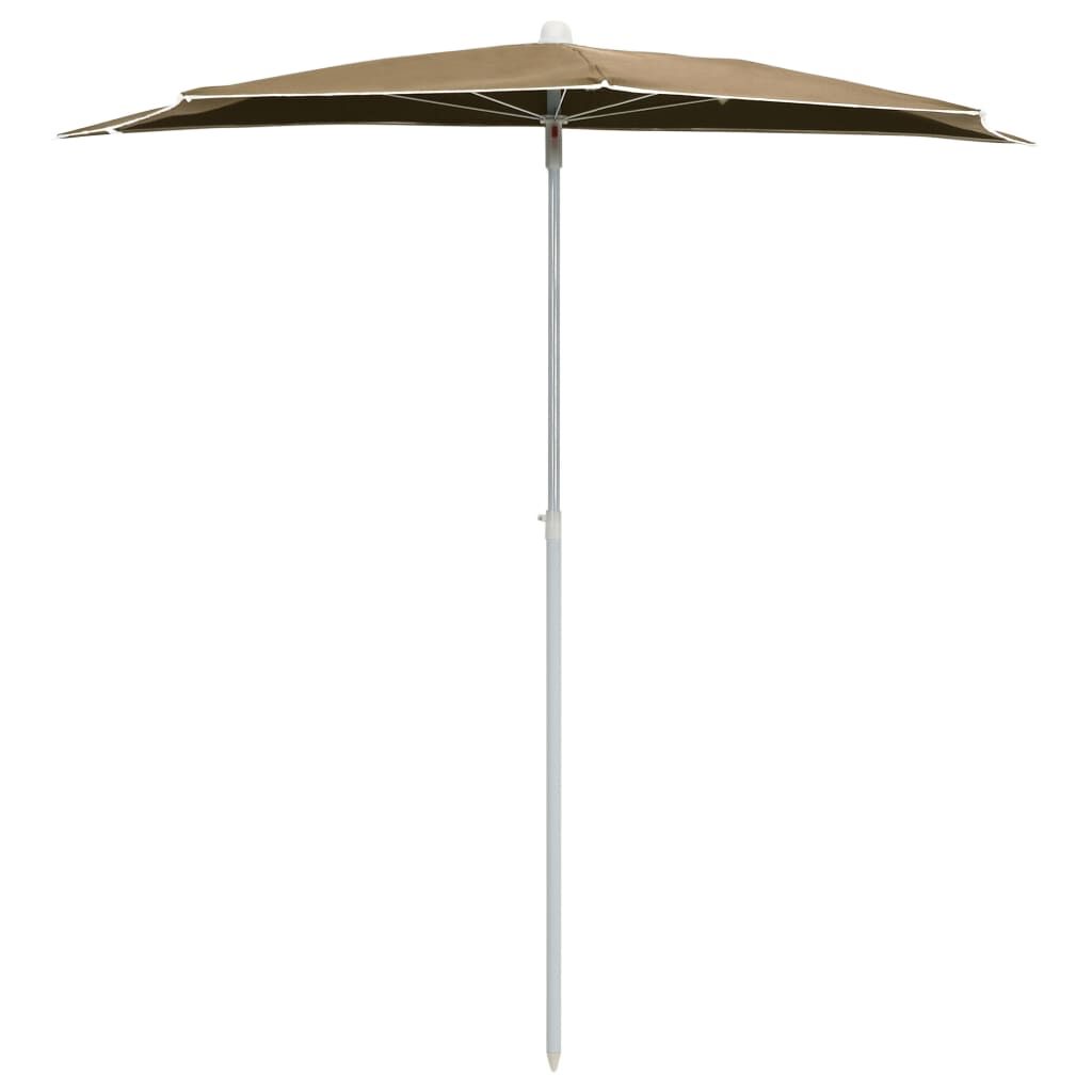 Garden Half Parasol with Pole 180x90 cm Taupe Price