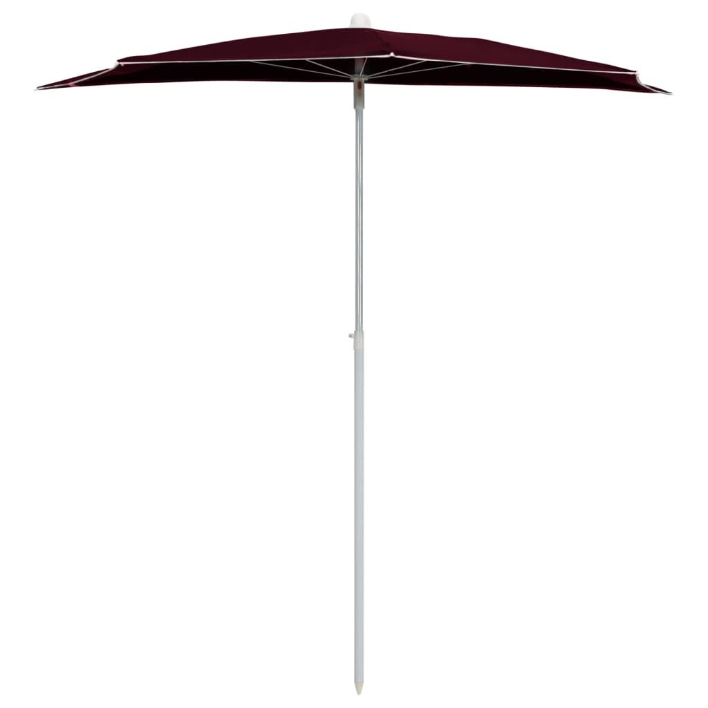 Garden Half Parasol with Pole 180x90 cm Bordeaux Red Price