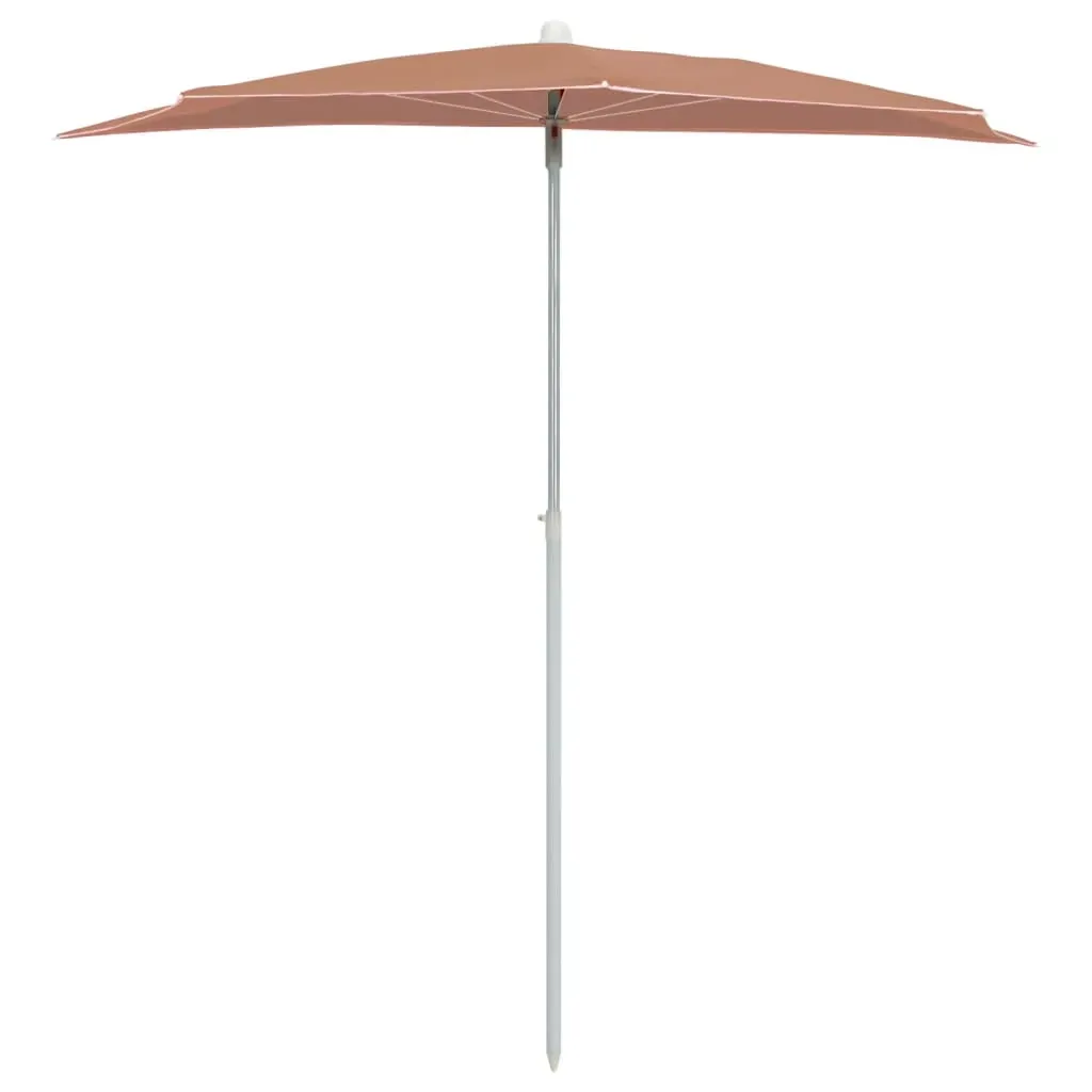 Garden Half Parasol with Pole 180x90 cm Terracotta Price