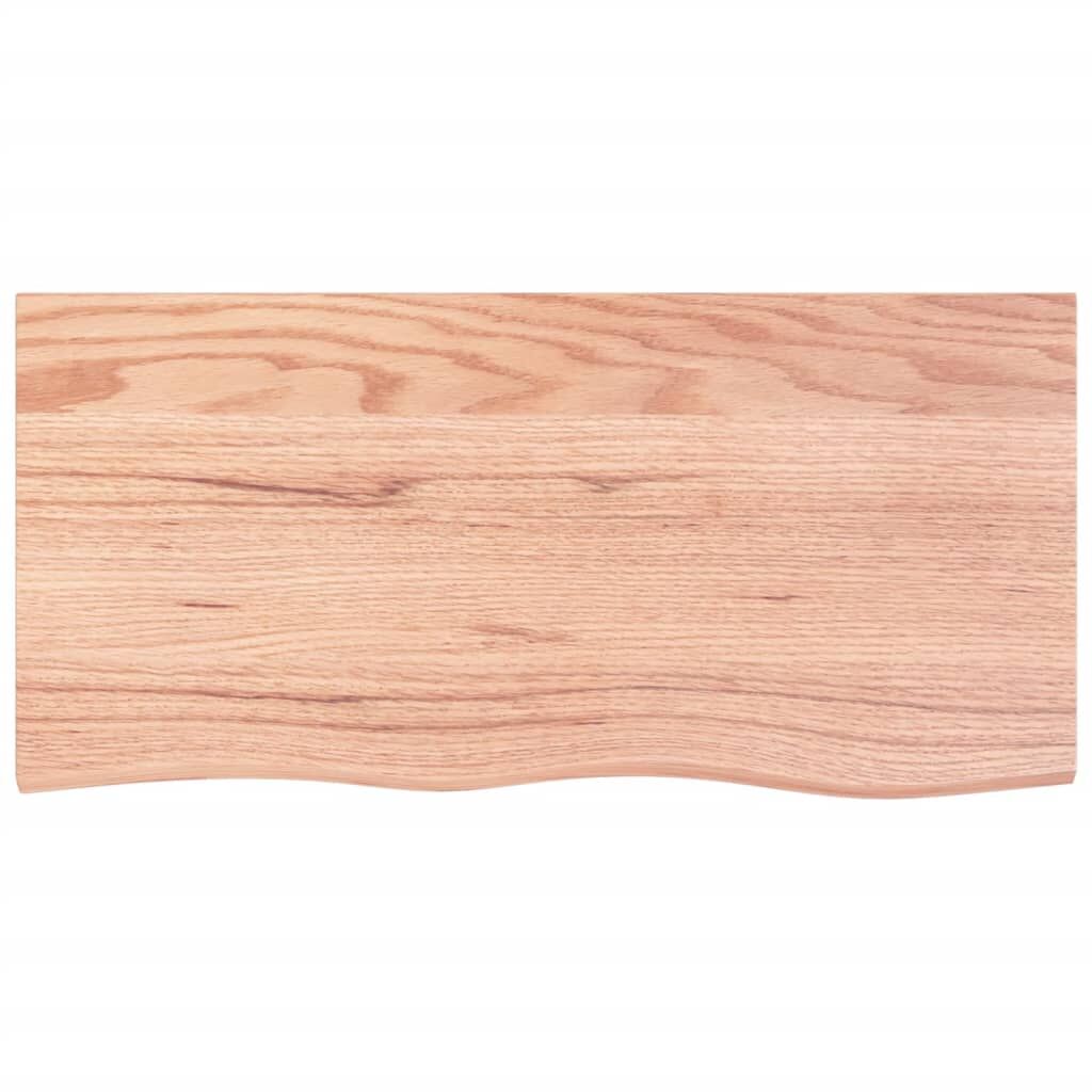Table Top Light Brown 100x50x6 cm Treated Solid Wood Oak Price