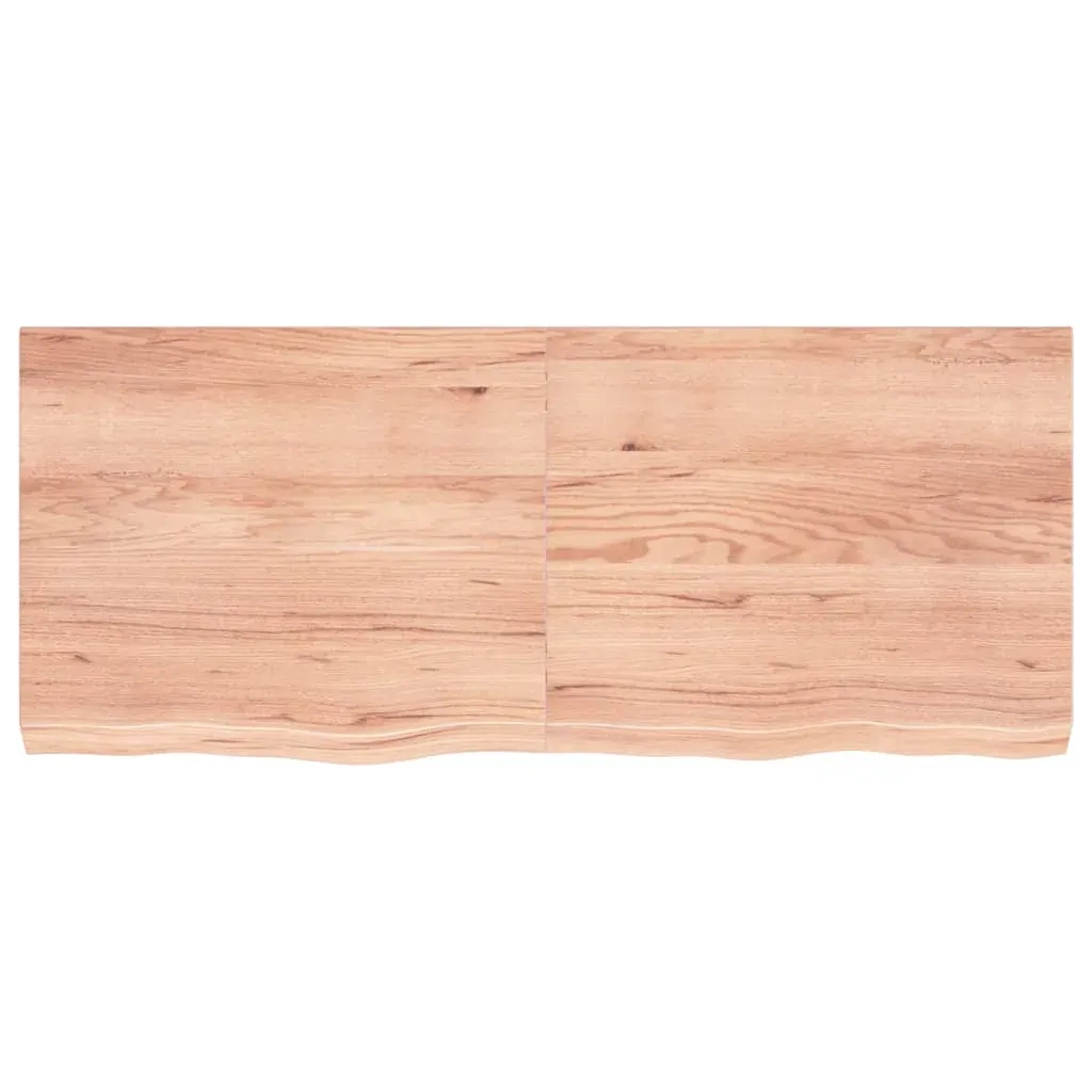 Table Top Light Brown 120x50x6 cm Treated Solid Wood Oak Price