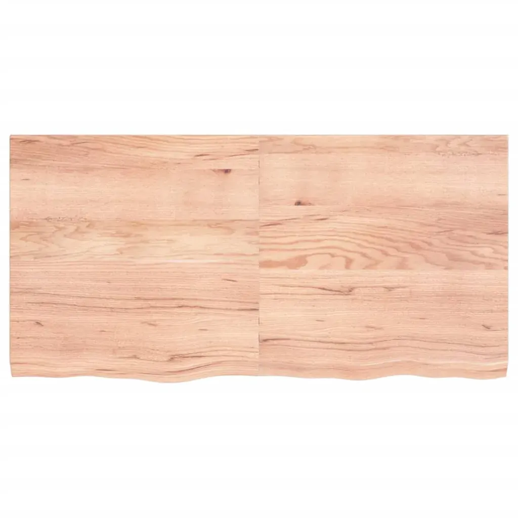 Table Top Light Brown 120x60x4 cm Treated Solid Wood Oak Price